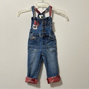 Matilda Jane Butterfly Overalls Size 2 T Pink Plaid Cuff